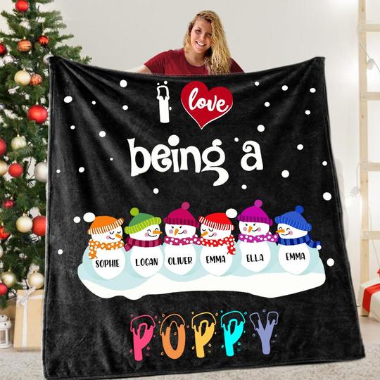 Custom CHRISTMAS BLANKET with Nickname & Kids Names