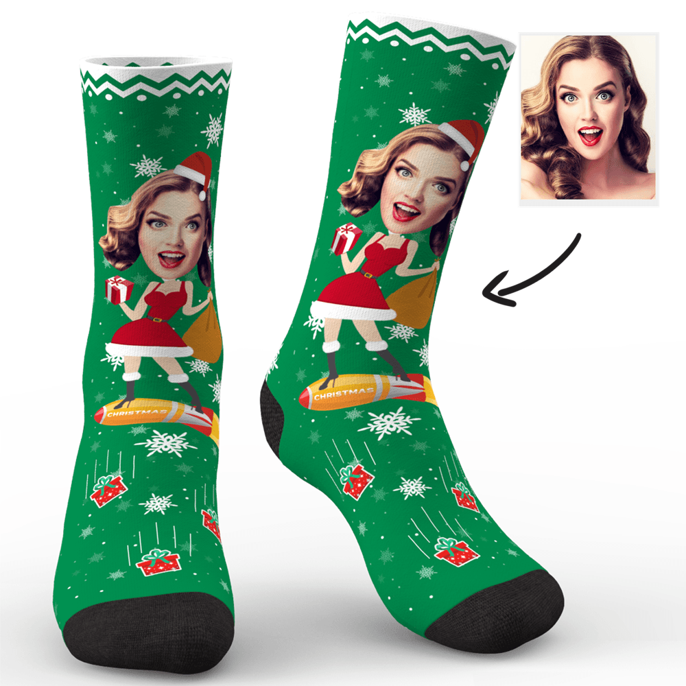 Custom Photo Socks Funny Christmas Pinup Girl