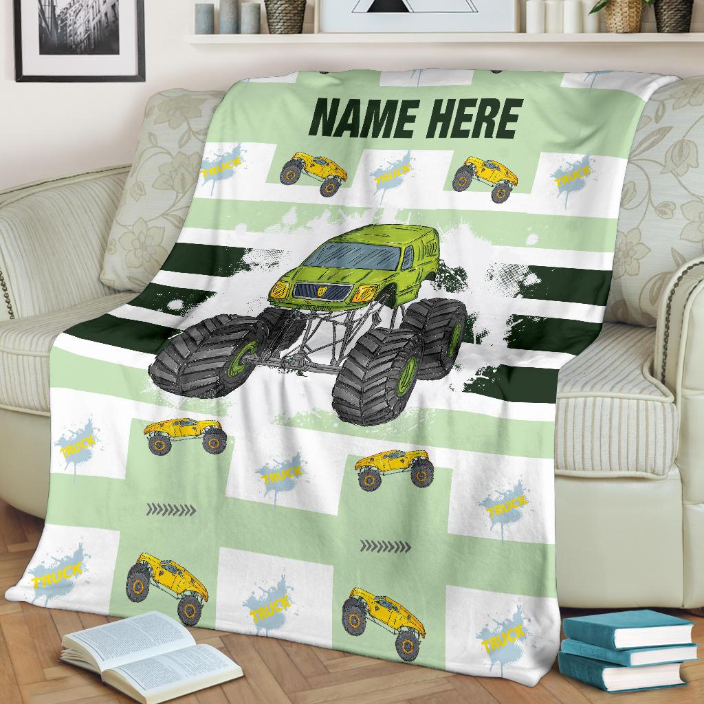 Custom Name Fleece Cartoon Blanket II06 - Truck