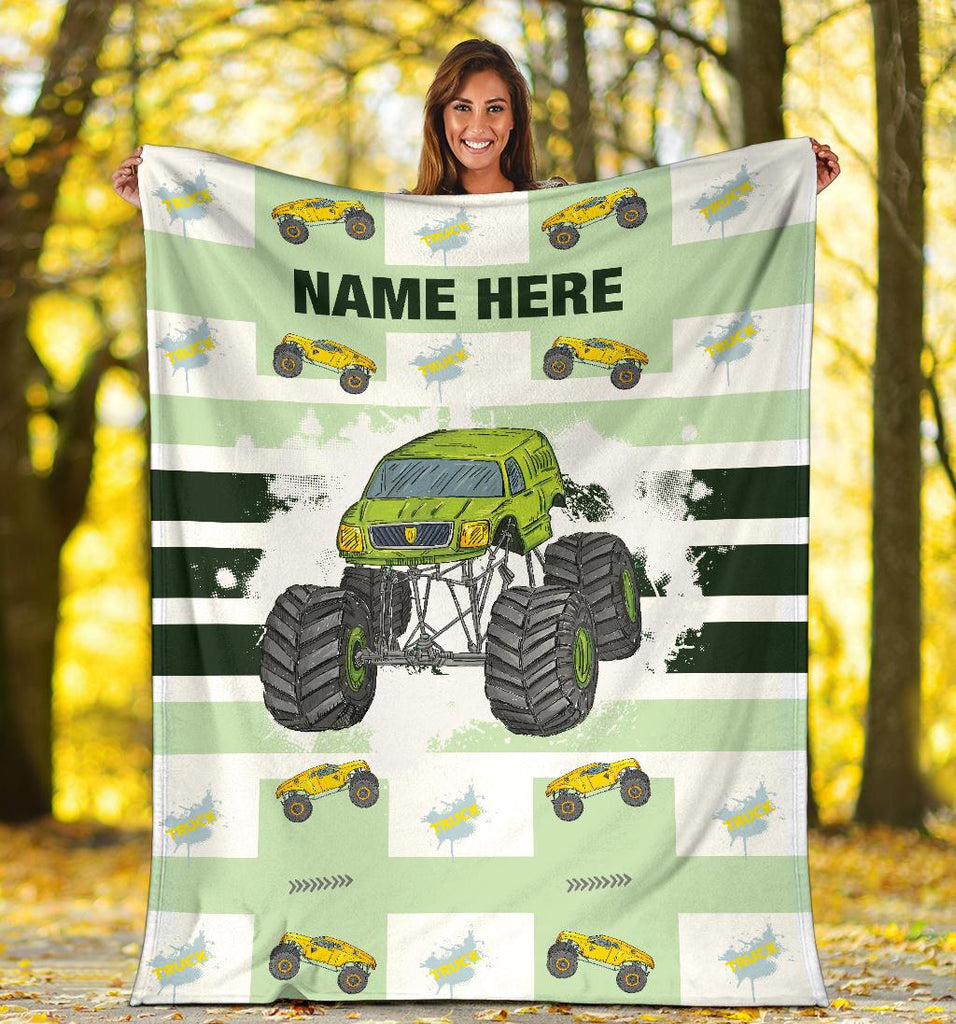 Custom Name Fleece Cartoon Blanket II06 - Truck
