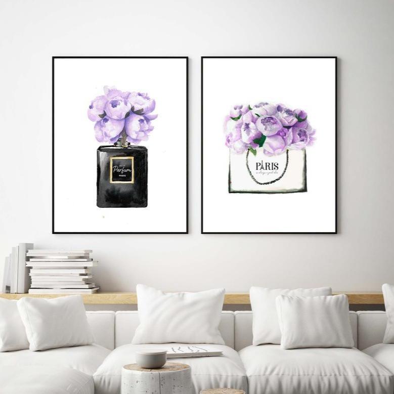 Purple Girls bedroom Canvas Art Set I 07 -3 Pieces