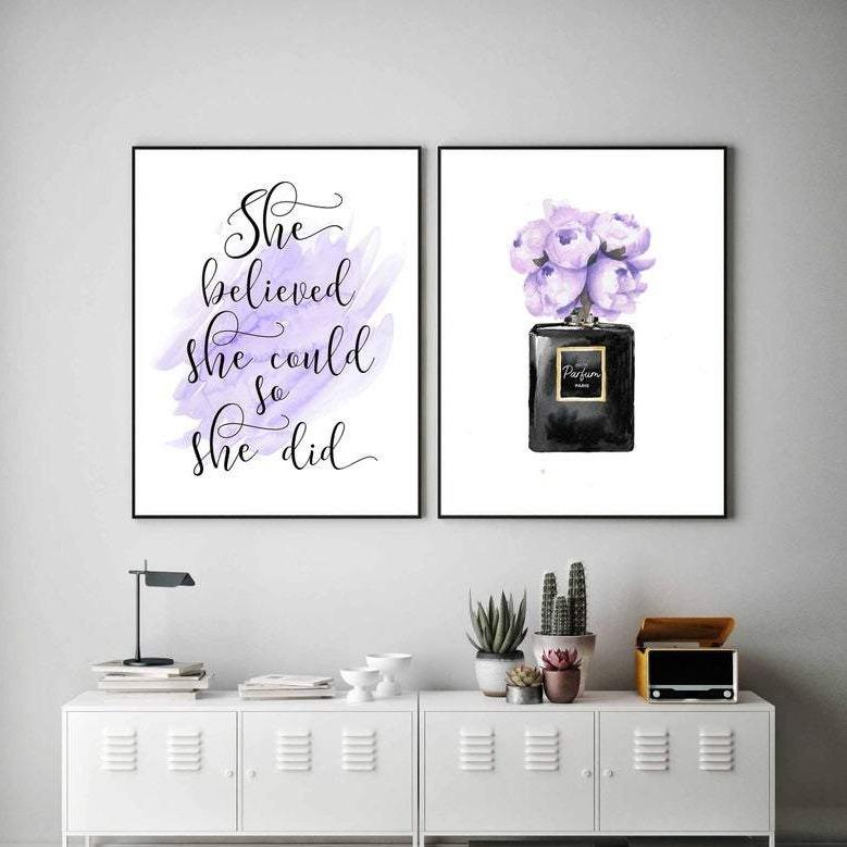 Purple Girls bedroom Canvas Art Set I 07 -3 Pieces