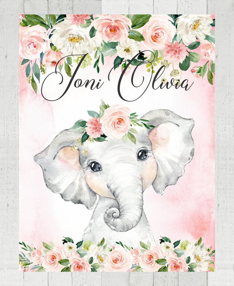 Personalized Name Fleece Blanket - Elephant13