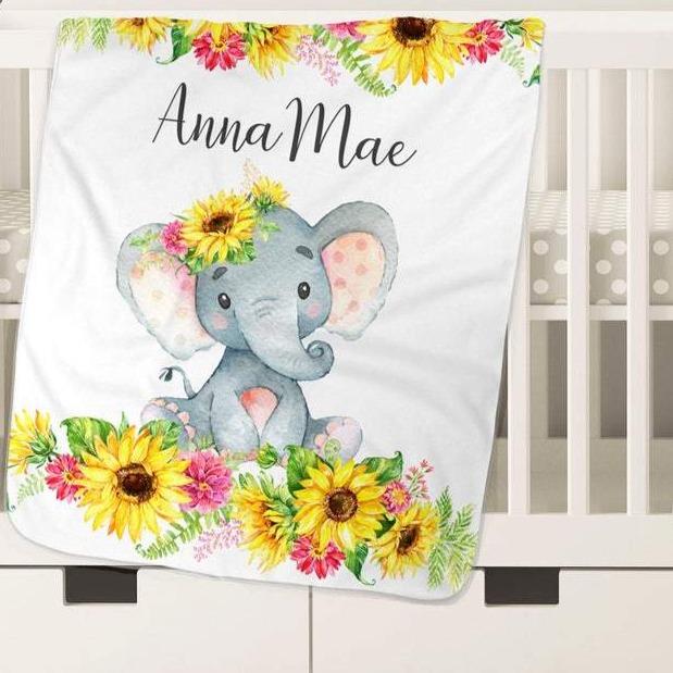 Personalized Name Fleece Blanket - Elephant29