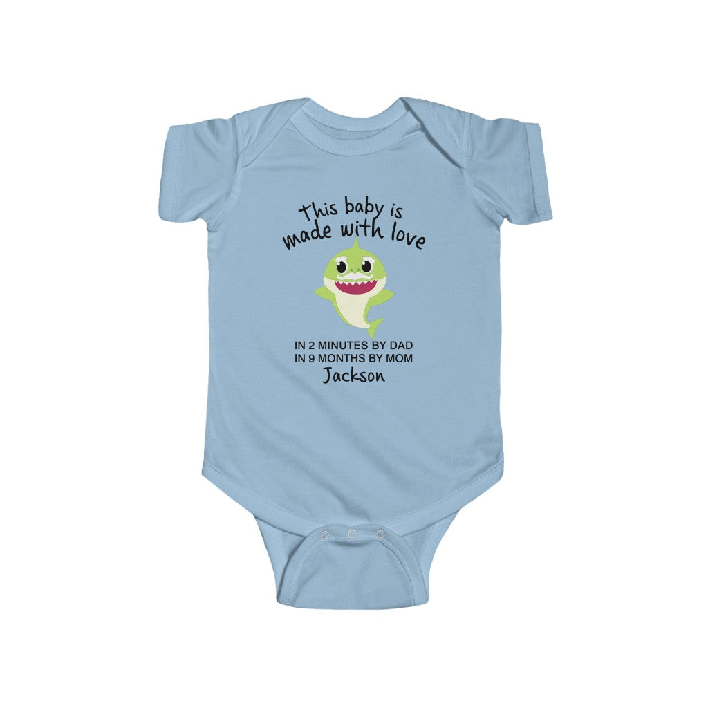 Custom Baby Onesie, Funny Baby Onesie, Baby Boy Onesie, Green Shark Baby Onesie