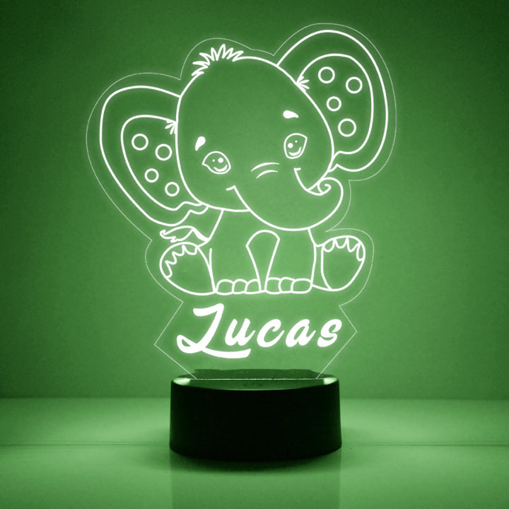Custom Elephant Night Lights with Name / 7 Color Changing LED Lamp V02