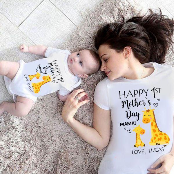 Custom Giraffe Mother's Day Cozy Plush Fleece Blankets