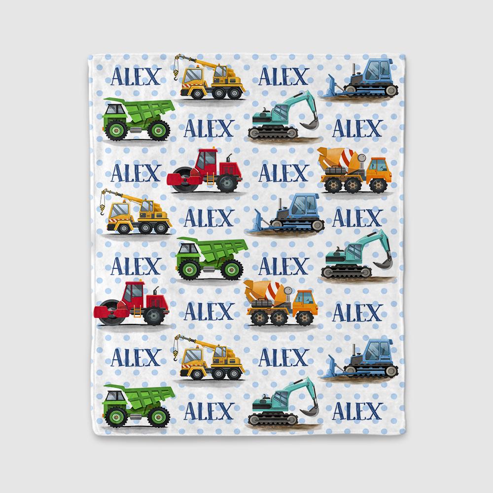 Personalized Name Engineering Trucks Cozy Plush Fleece Blankets