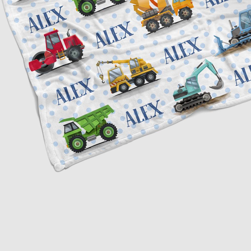 Personalized Name Engineering Trucks Cozy Plush Fleece Blankets