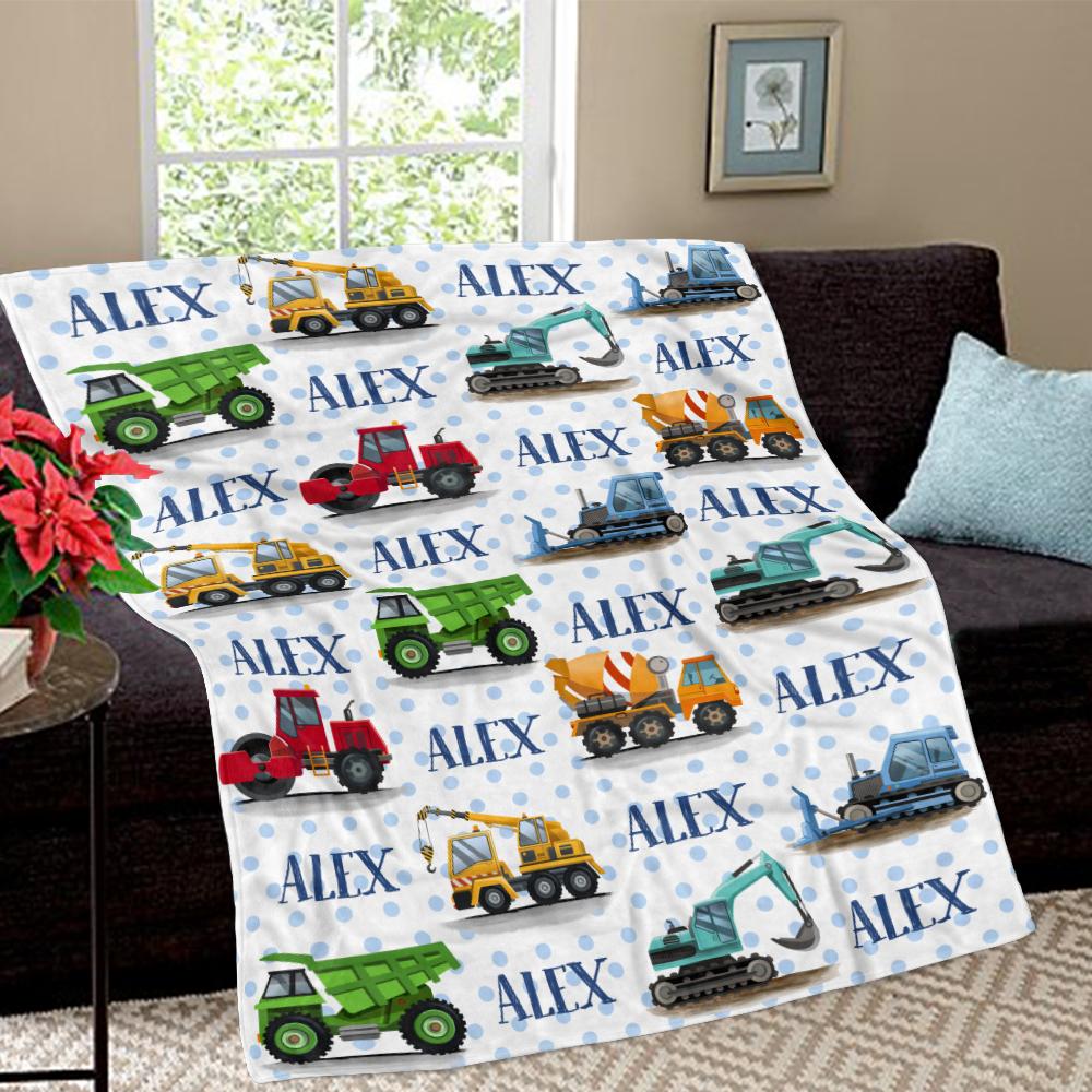 Personalized Name Engineering Trucks Cozy Plush Fleece Blankets