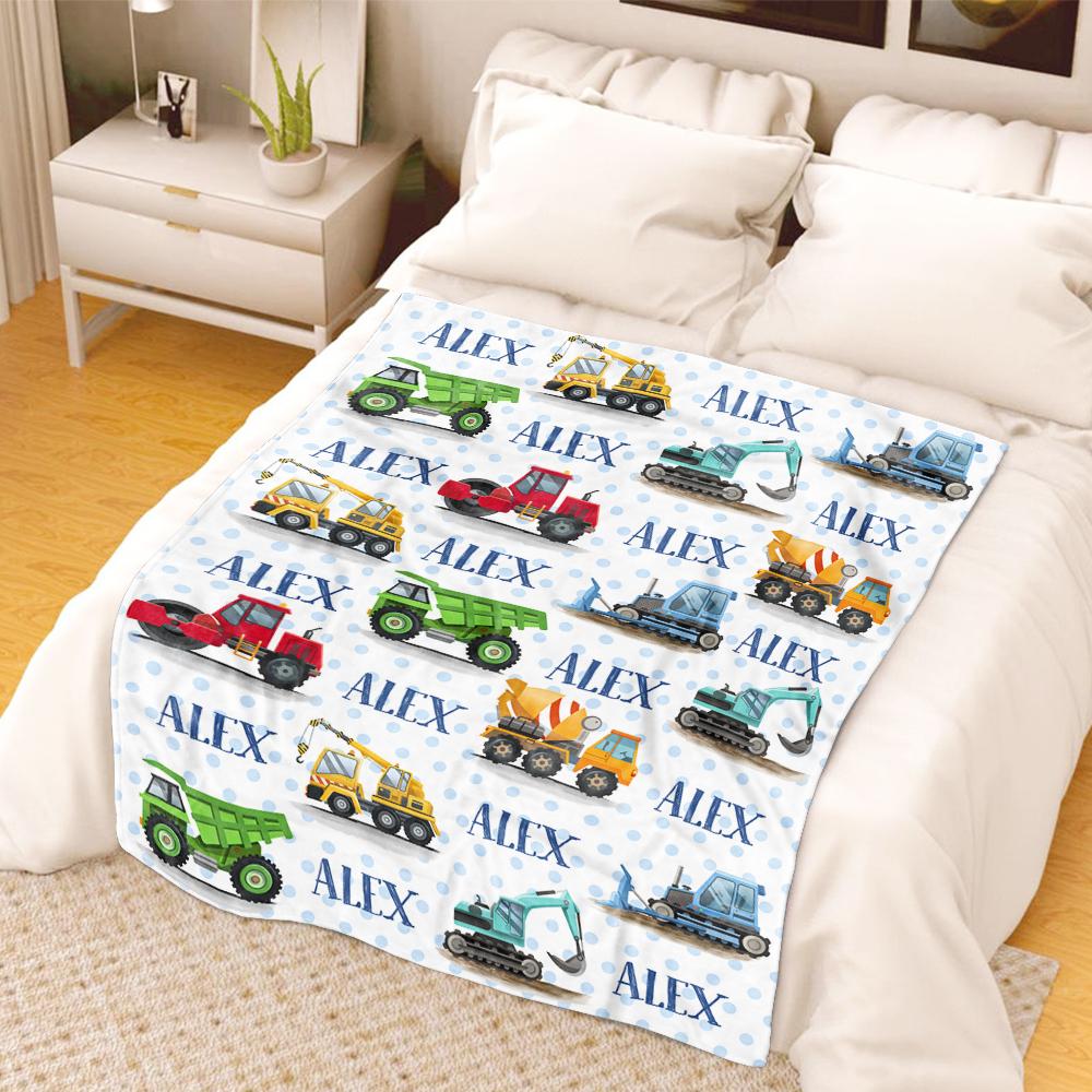 Personalized Name Engineering Trucks Cozy Plush Fleece Blankets