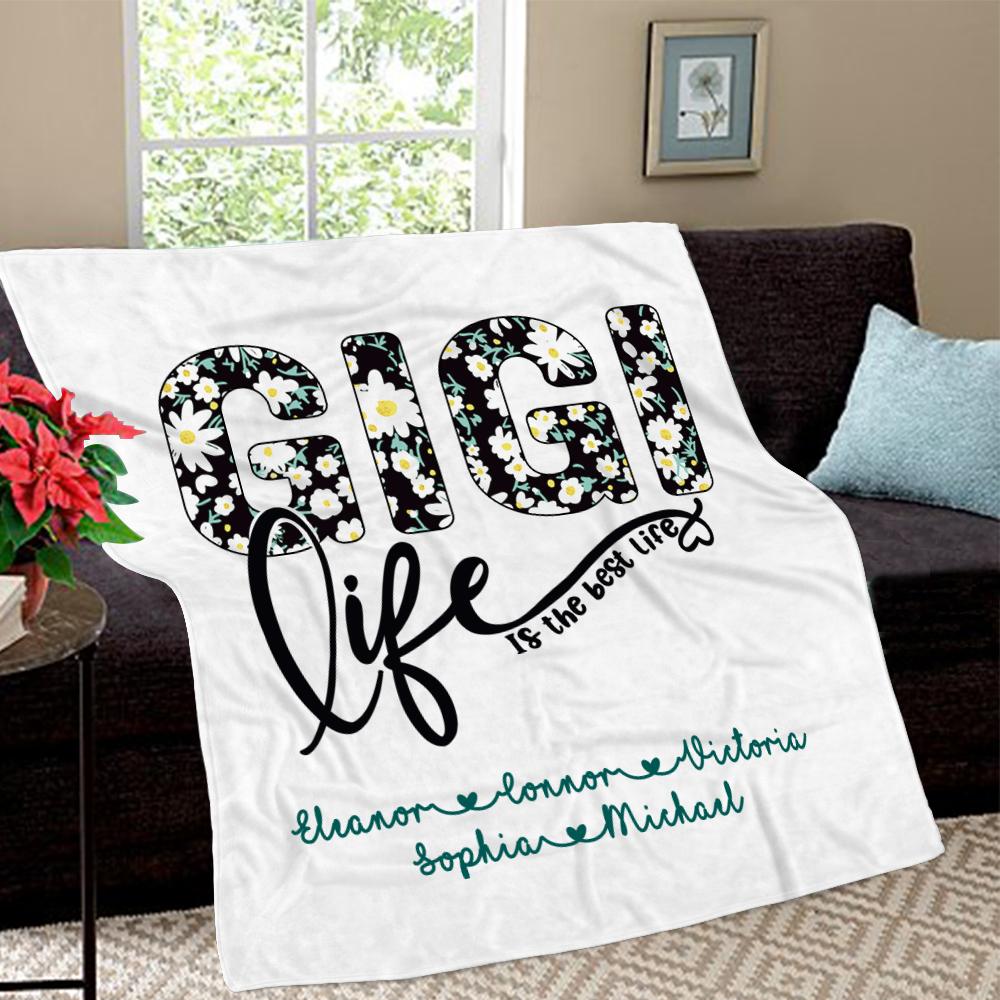Personalized Daisy Fleece Blankets with Your Nick & Kids' Names II