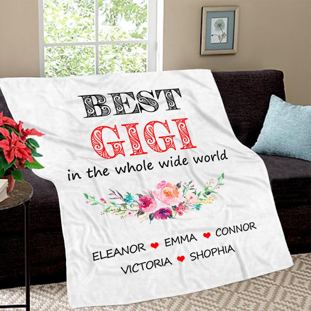 Personalized watercolor flowers Fleece Blankets with Your Nick & Kids' Names