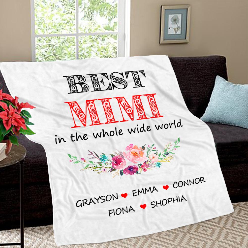 Personalized watercolor flowers Fleece Blankets with Your Nick & Kids' Names