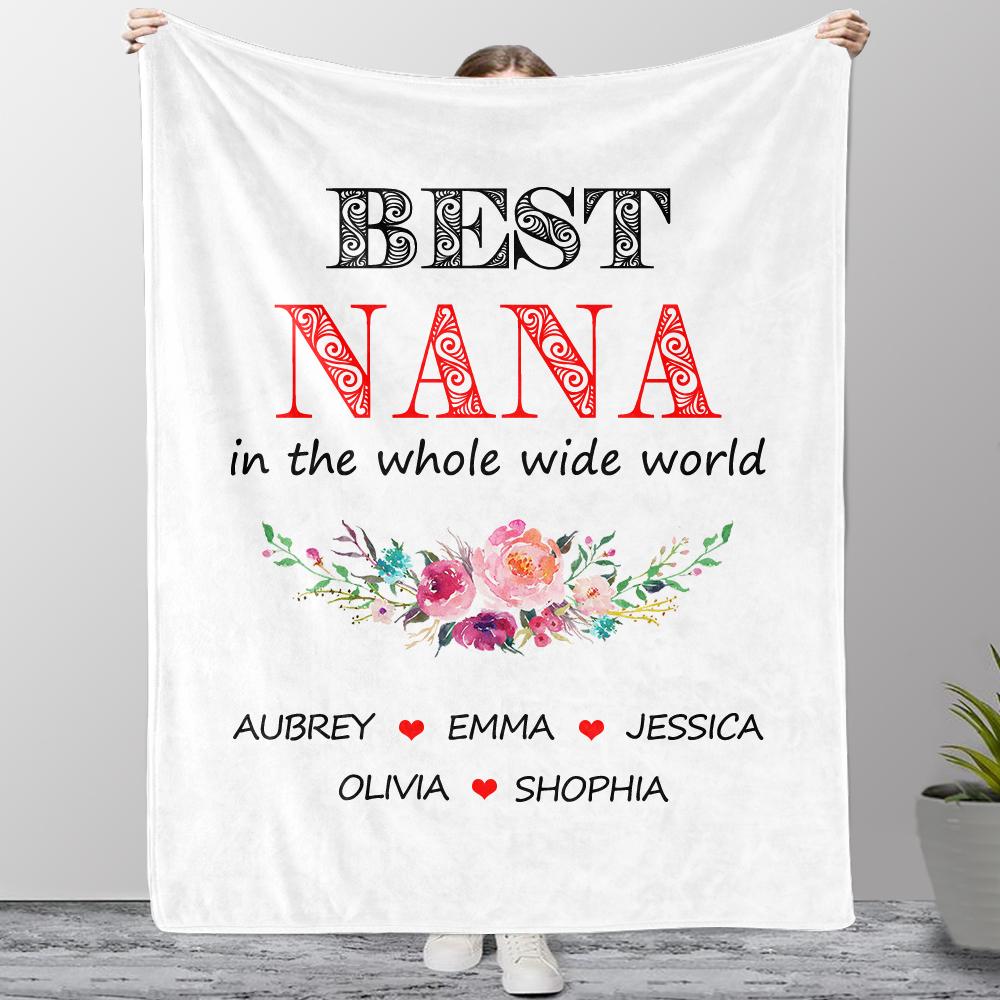 Personalized watercolor flowers Fleece Blankets with Your Nick & Kids' Names