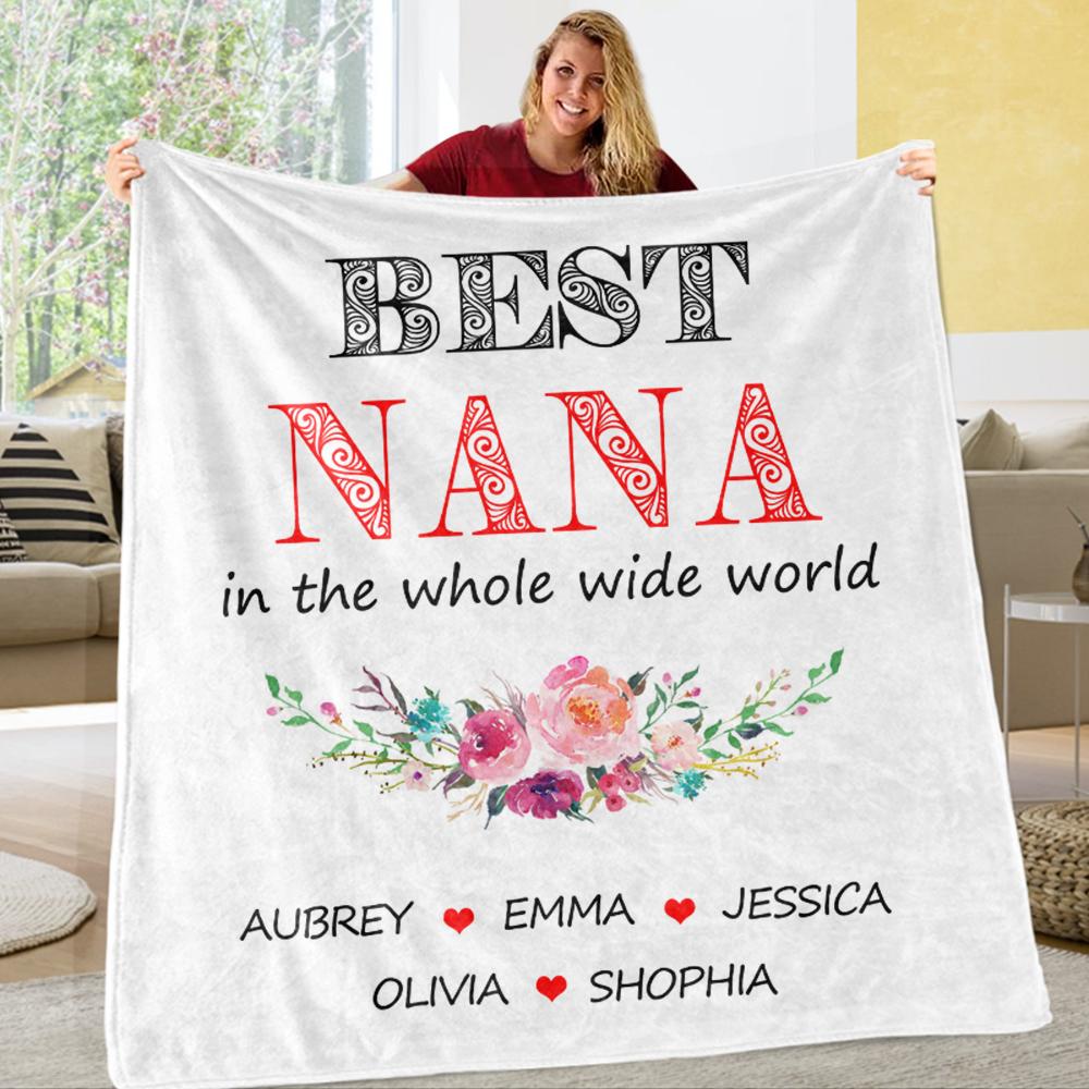 Personalized watercolor flowers Fleece Blankets with Your Nick & Kids' Names