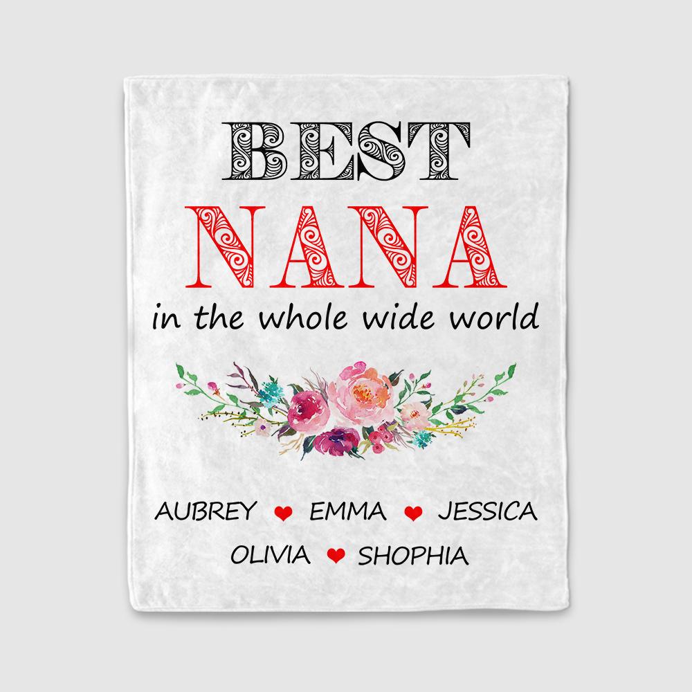 Personalized watercolor flowers Fleece Blankets with Your Nick & Kids' Names