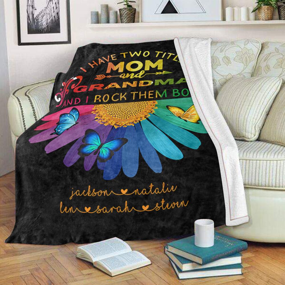 Personalized Daisy Fleece Blankets with Your Nick & Kids' Names