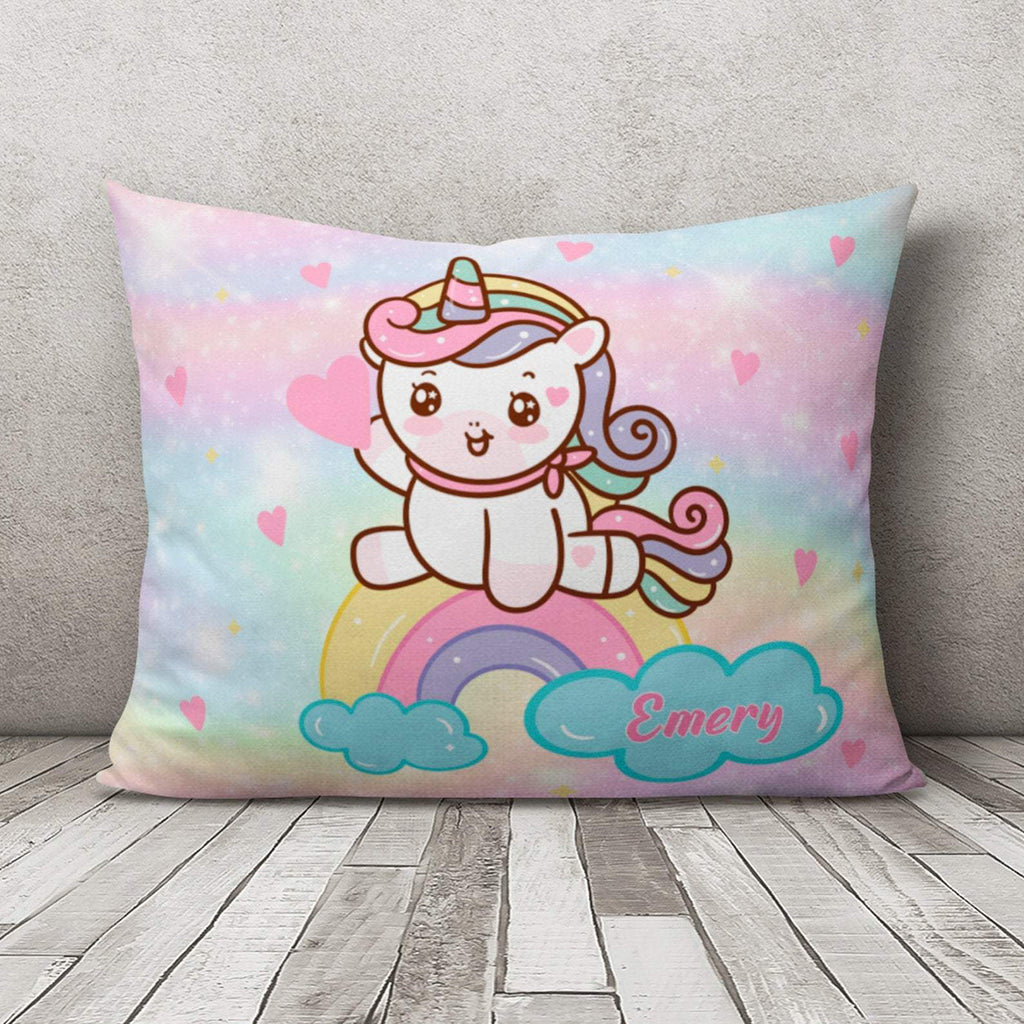 Custom Baby Girl Unicorn Pillow With Name, Personalized Pillow for Baby Girl, Baby Girl Lovey Pillow, Baby Girl Unicorn Pillow