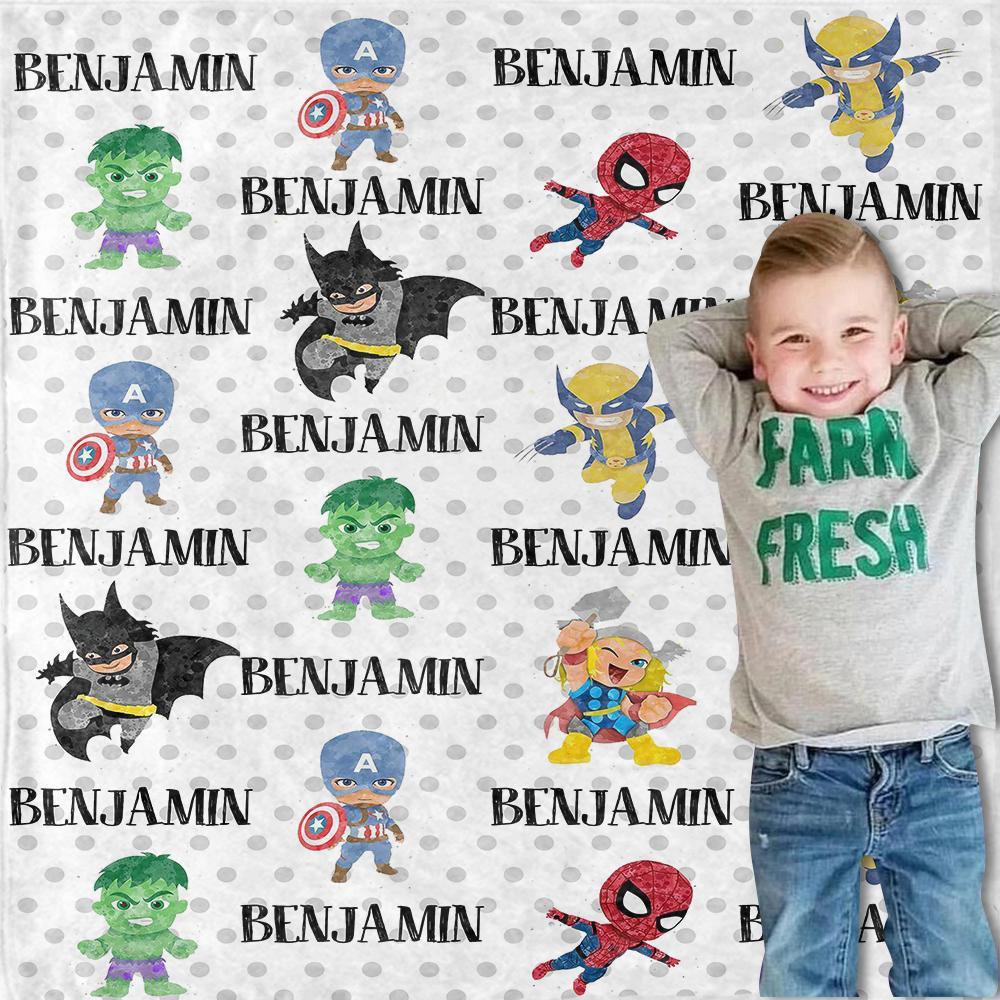 Personalized Name Cartoon Cozy Plush Fleece Blankets III