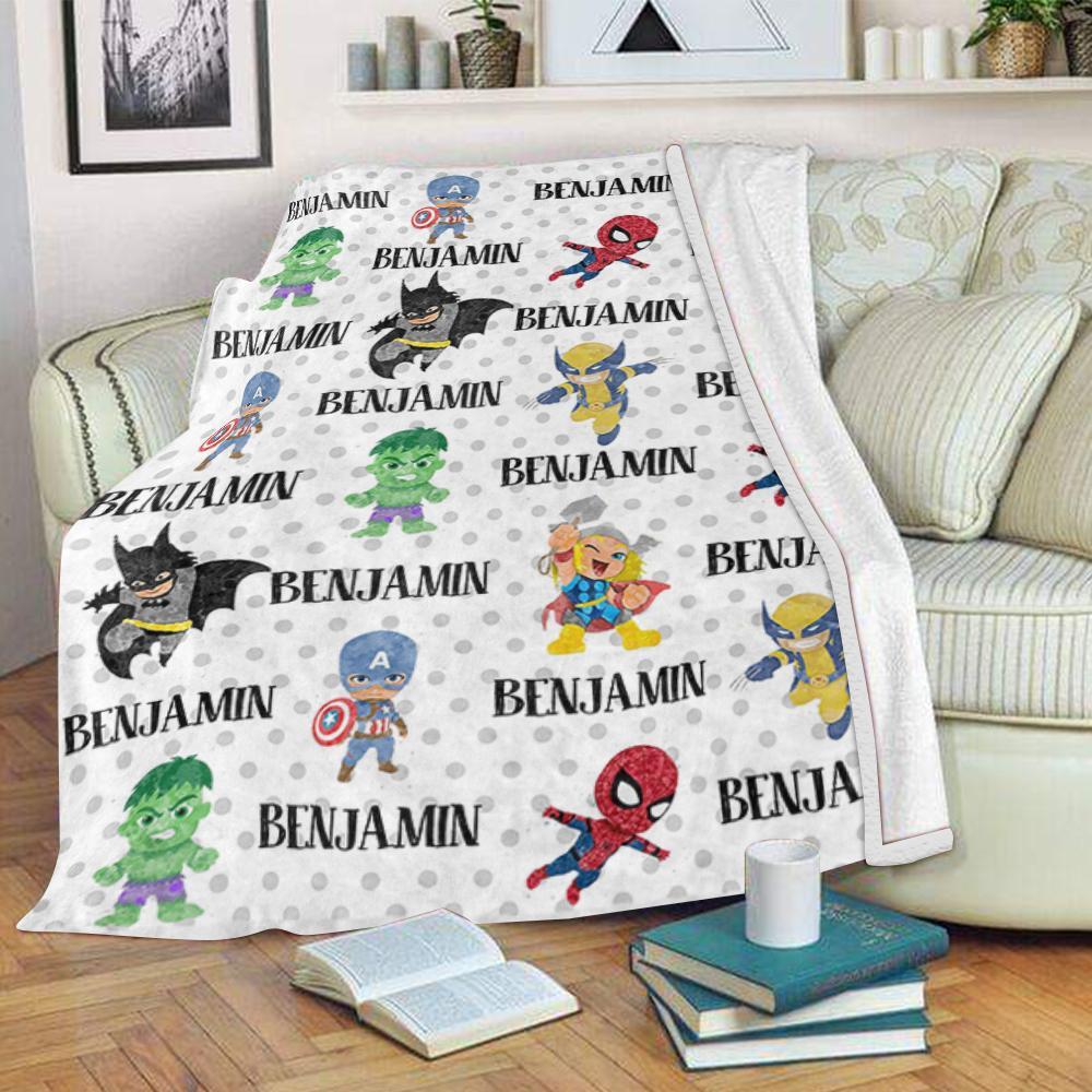 Personalized Name Cartoon Cozy Plush Fleece Blankets III