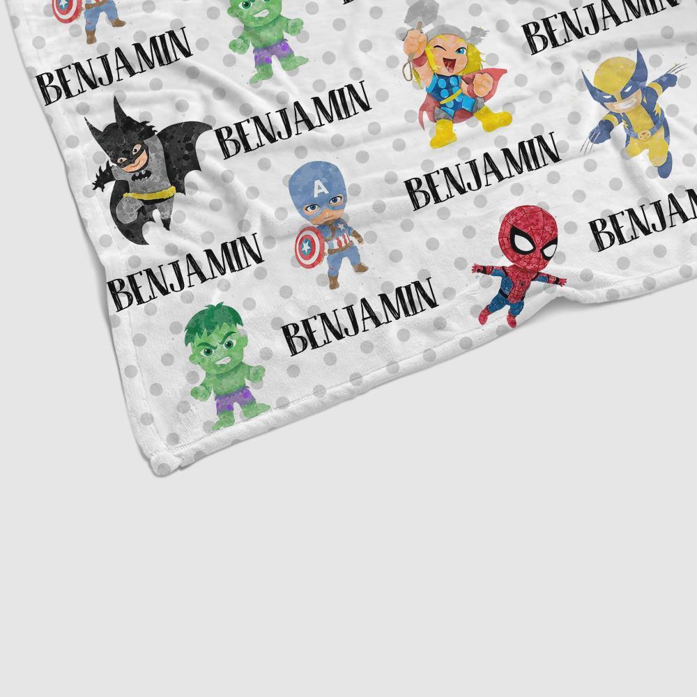 Personalized Name Cartoon Cozy Plush Fleece Blankets III
