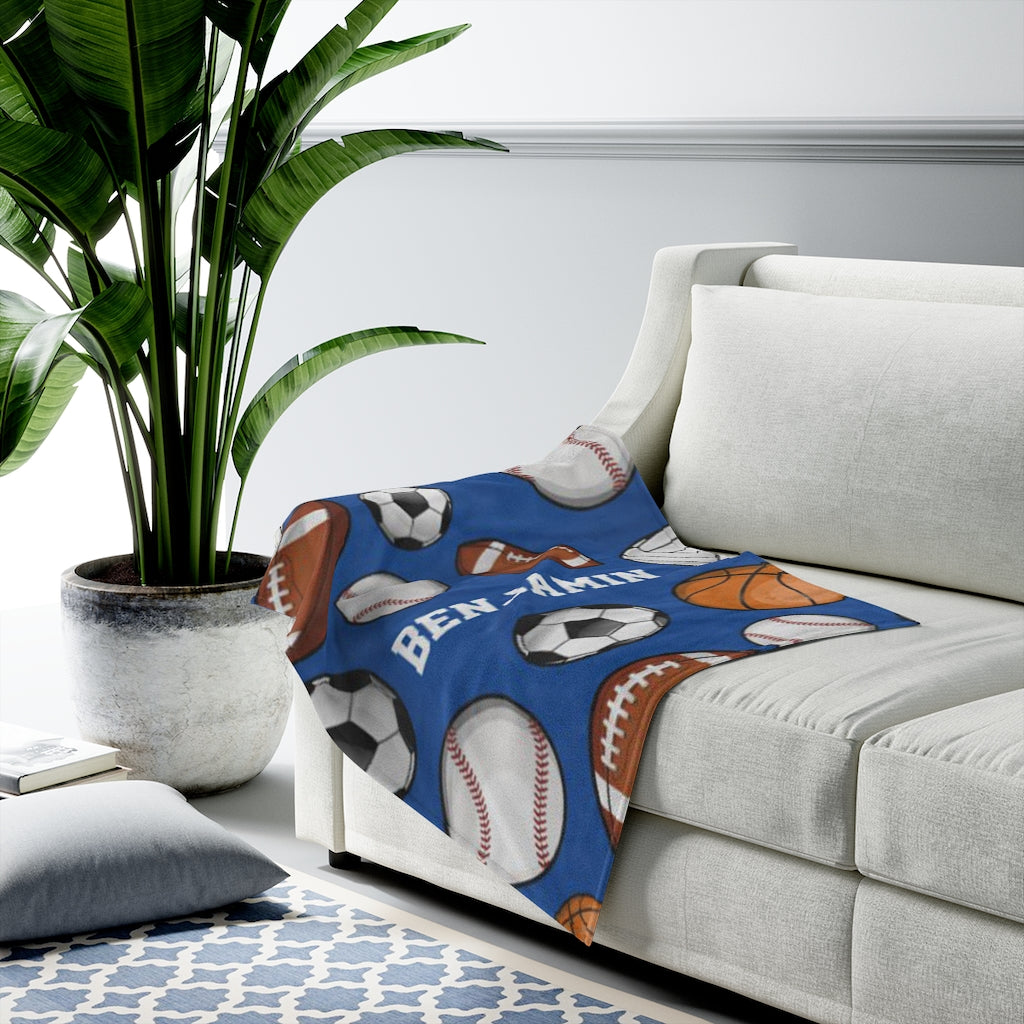 Custom Sport Baby Boy Name Blanket