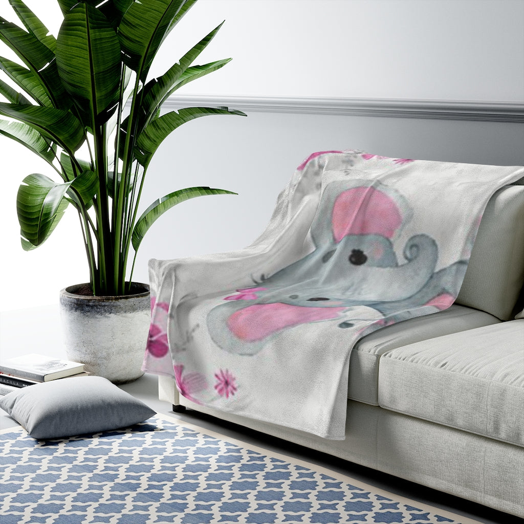 Custom Name Elephant Baby Boy and Girl Blanket
