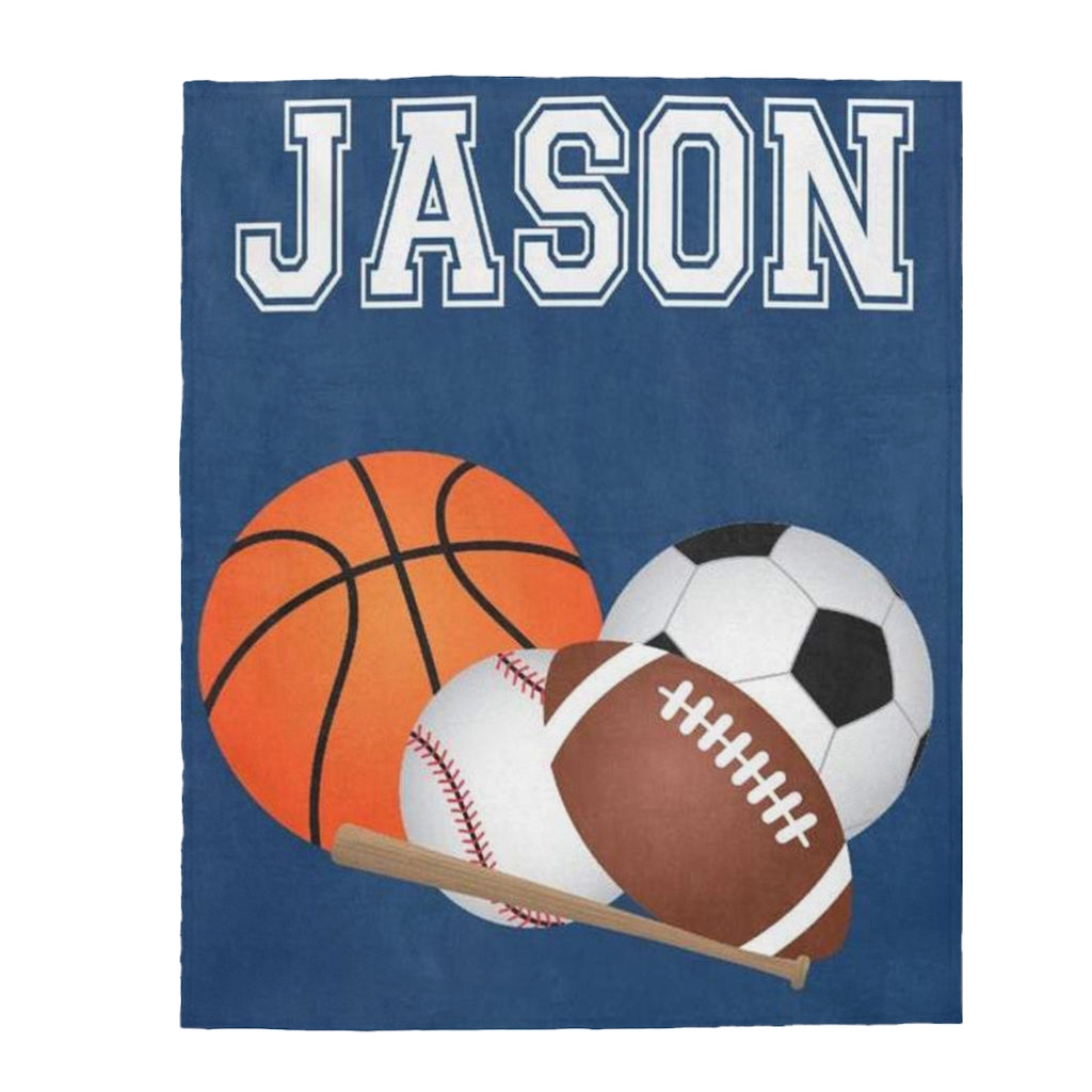 Custom Name Sport Baby Boy Blanket