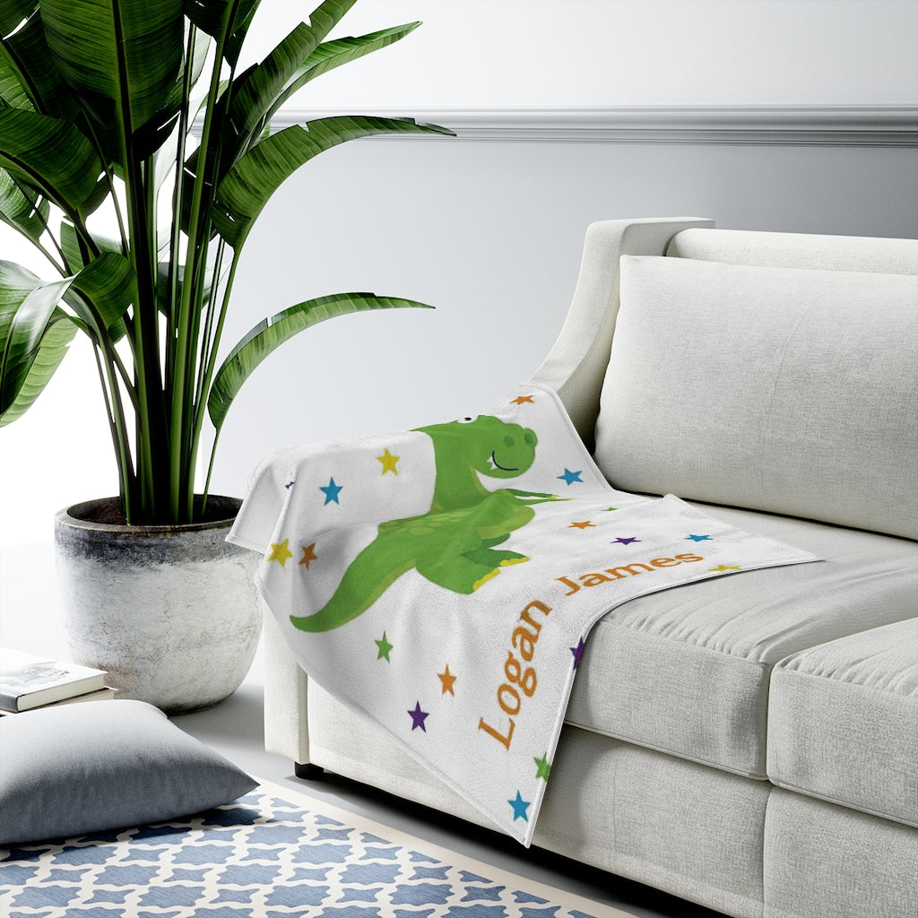 Custom Name Dinosaur Baby Boy Blanket