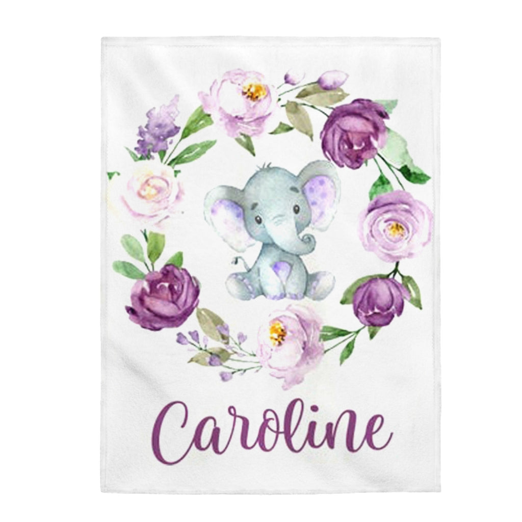 Custom Name Elephant Baby Boy and Girl Blanket