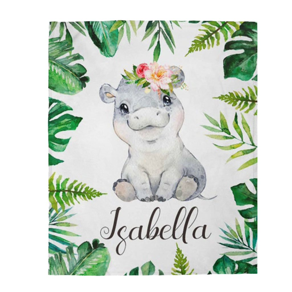 Custom Name Animal Baby Girl Blanket