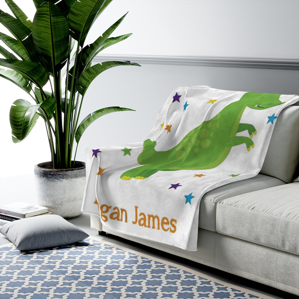 Custom Name Dinosaur Baby Boy Blanket